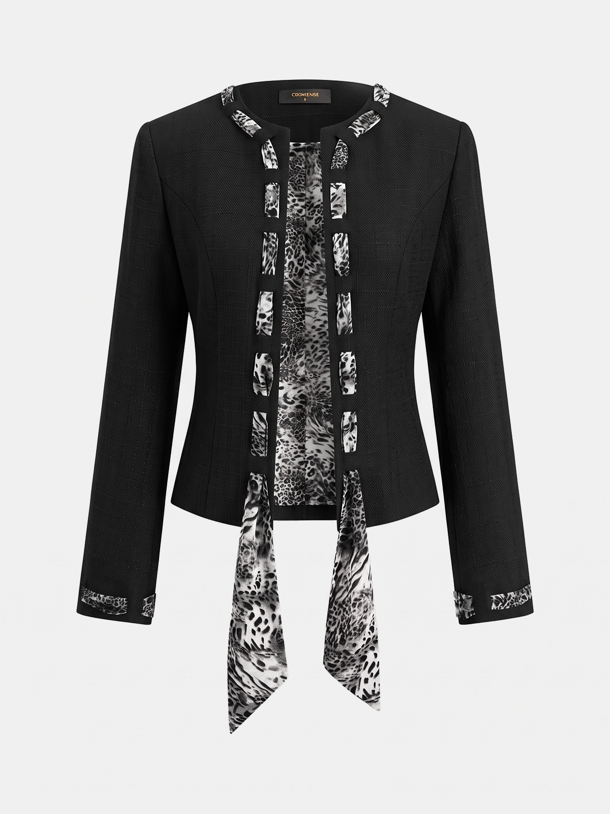 Leopard Ribbon Tweed Blazer