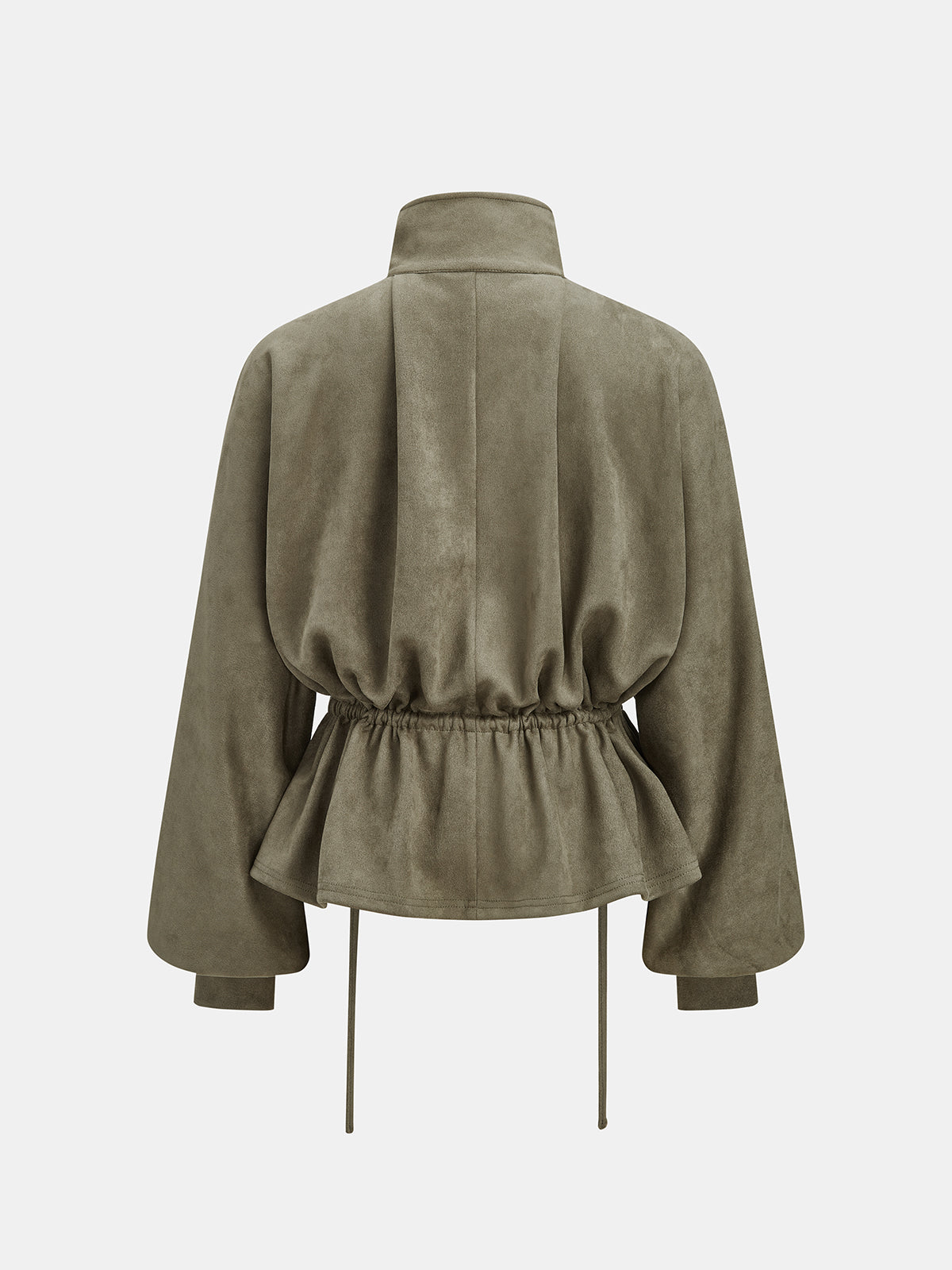 Drawstring Waist Faux Suede Jacket