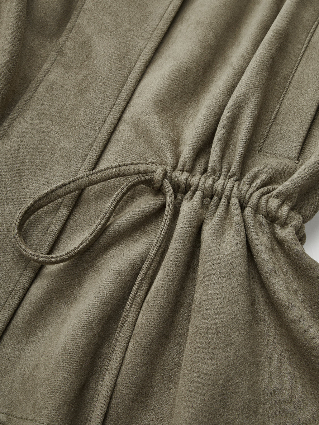 Drawstring Waist Faux Suede Jacket