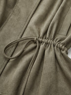 Drawstring Waist Faux Suede Jacket