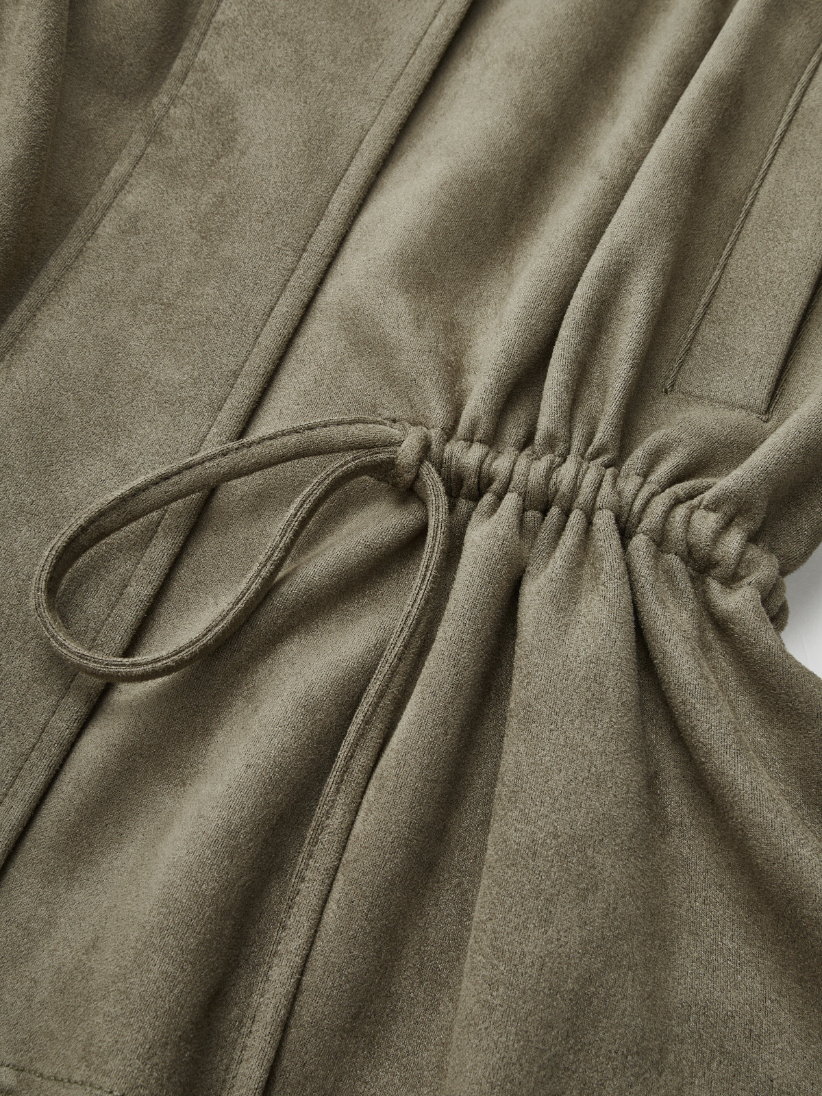Drawstring Waist Faux Suede Jacket
