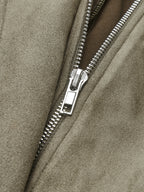 Drawstring Waist Faux Suede Jacket