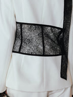 Lace Corset Panel Blazer with Lace Ribbon