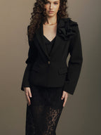 3D Flower Decor Slim Blazer