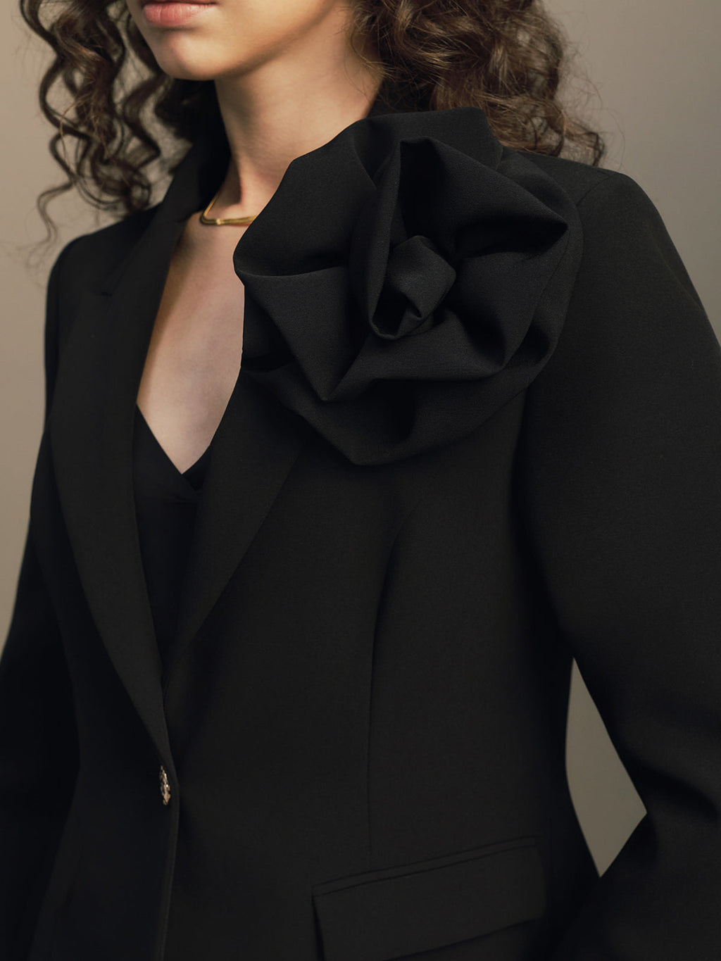 3D Flower Decor Slim Blazer