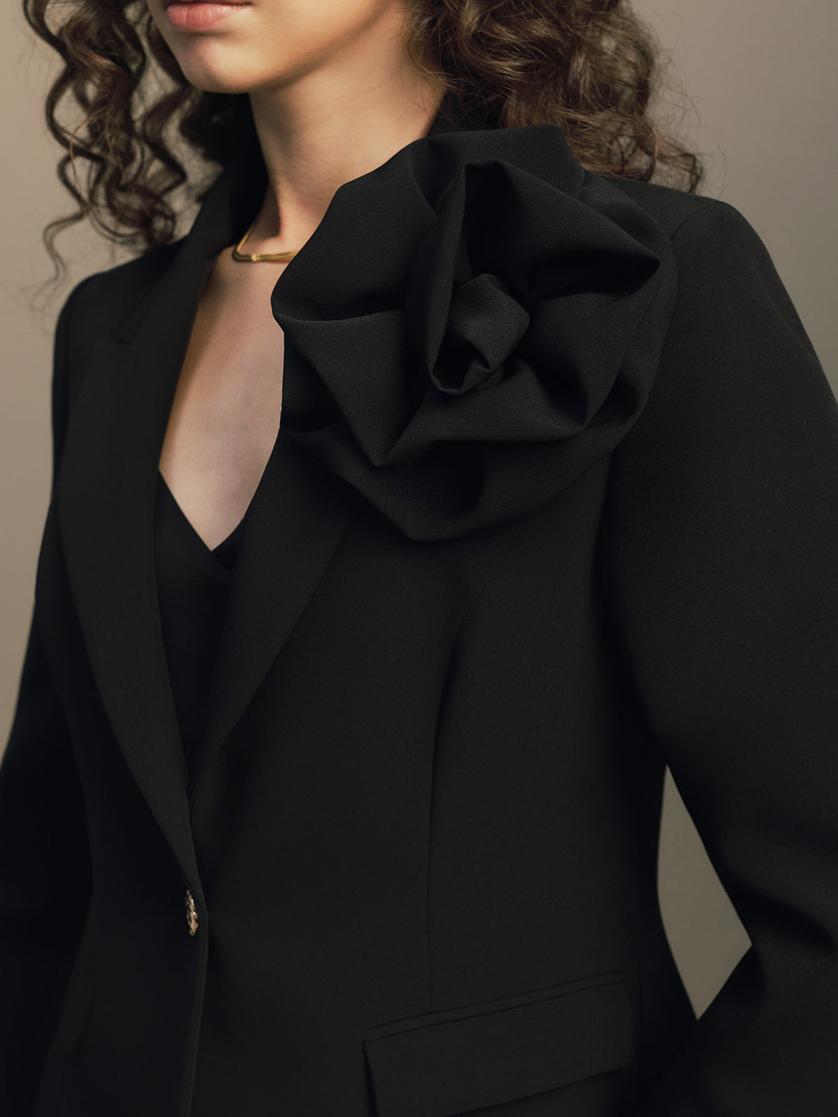 3D Flower Decor Slim Blazer