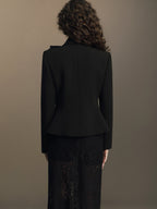 3D Flower Decor Slim Blazer