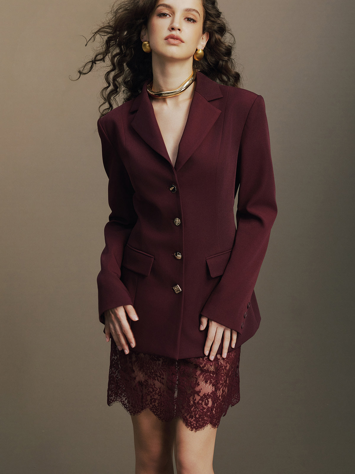 Back Belt Fitted Blazer