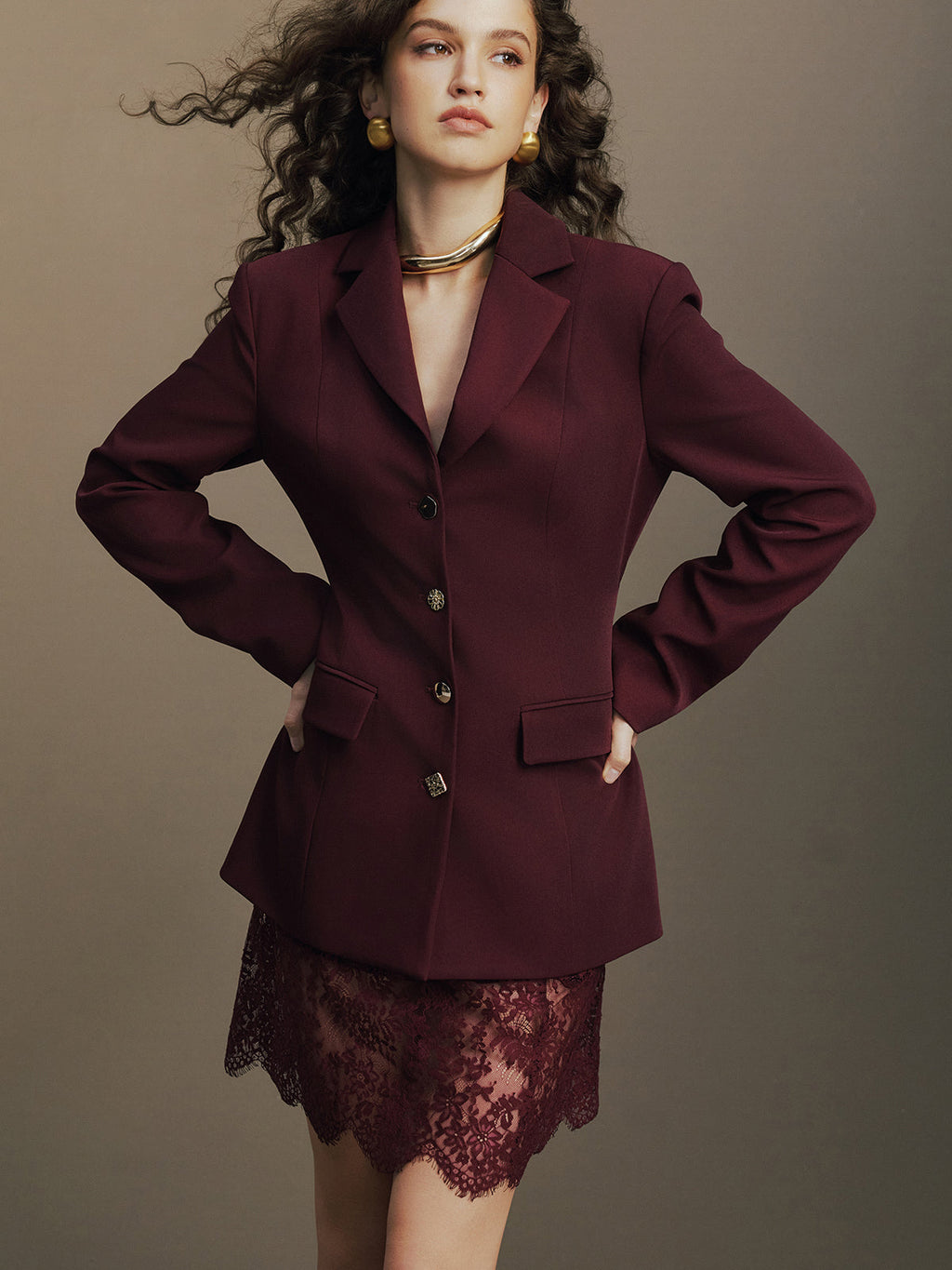 Back Belt Fitted Blazer