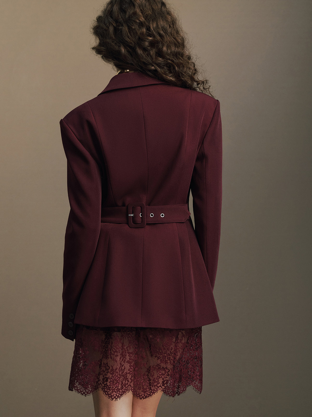 Back Belt Fitted Blazer