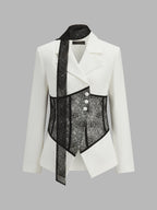 Lace Corset Panel Blazer with Lace Ribbon