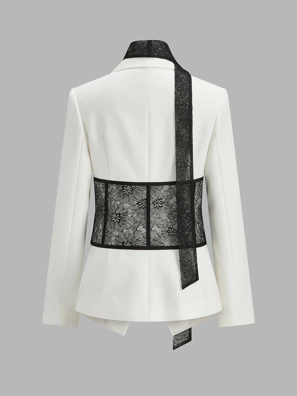 Lace Corset Panel Blazer with Lace Ribbon