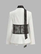 Lace Corset Panel Blazer with Lace Ribbon