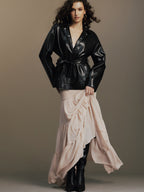 Belted Faux Leather Jacket