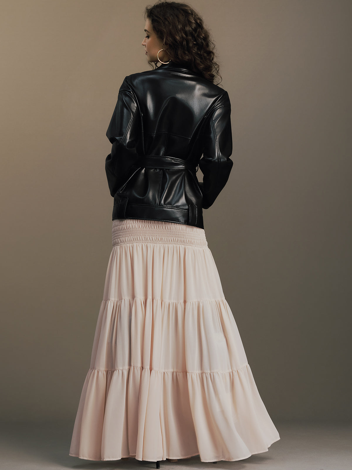 Belted Faux Leather Jacket