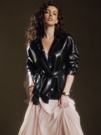 Belted Faux Leather Jacket