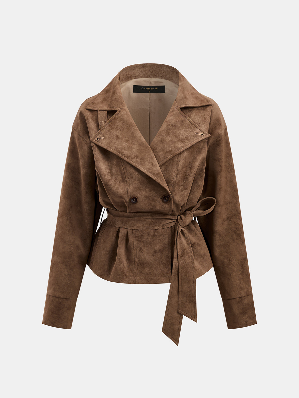 Belted Faux Suede Trench Jacket