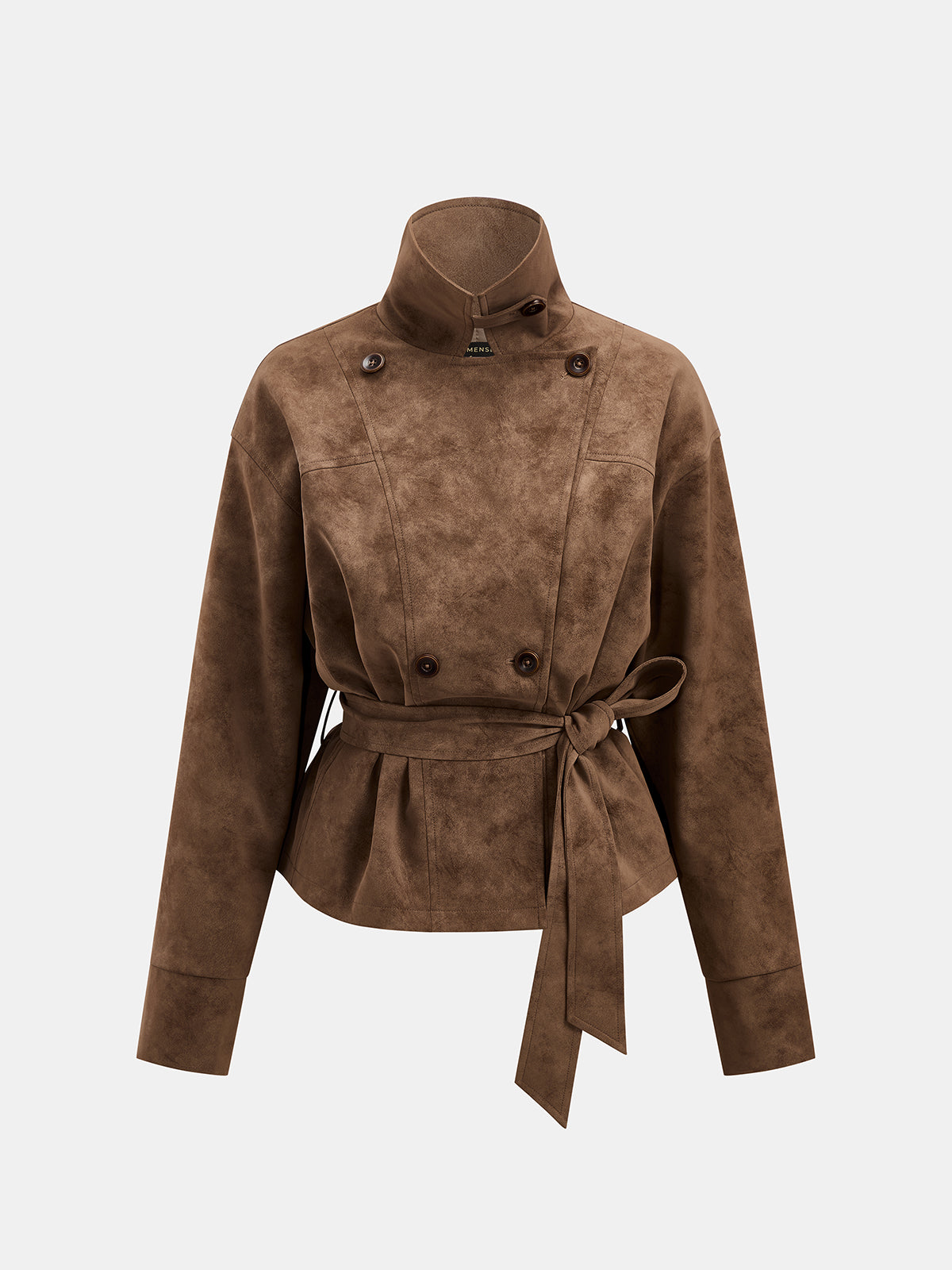 Belted Faux Suede Trench Jacket