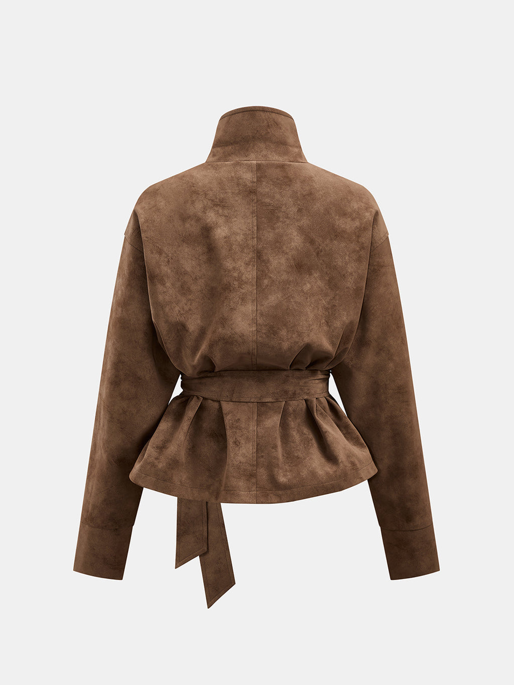 Belted Faux Suede Trench Jacket
