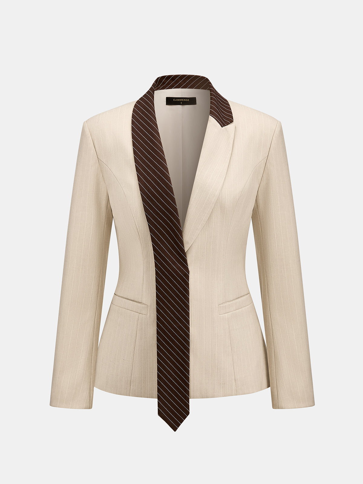 Pinstripe Tie Detail Tailored Blazer