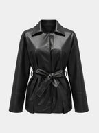 Belted Faux Leather Jacket