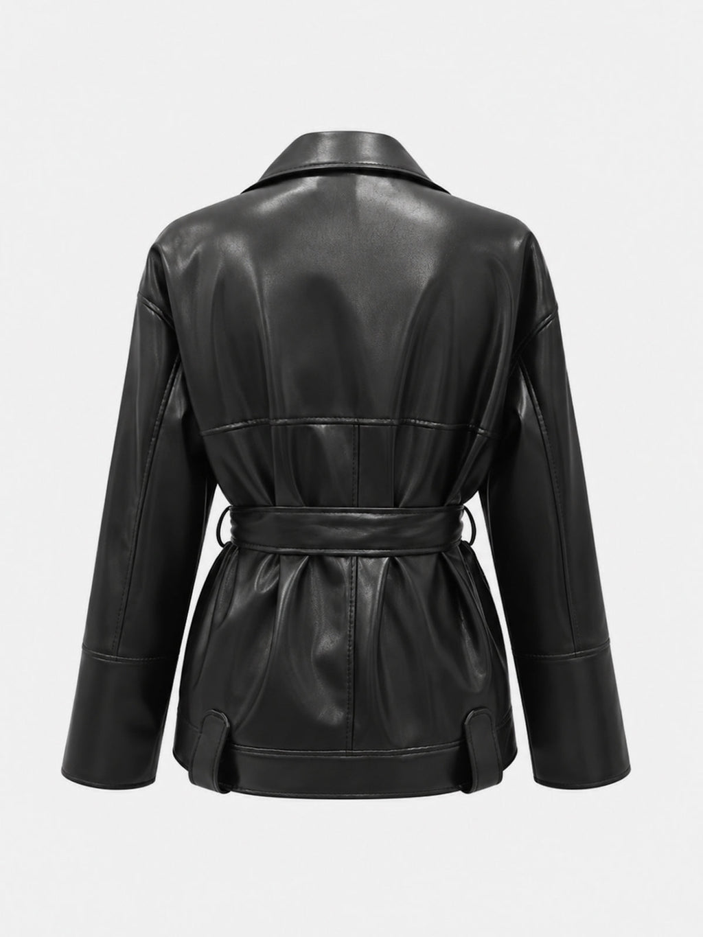 Belted Faux Leather Jacket