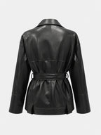 Belted Faux Leather Jacket