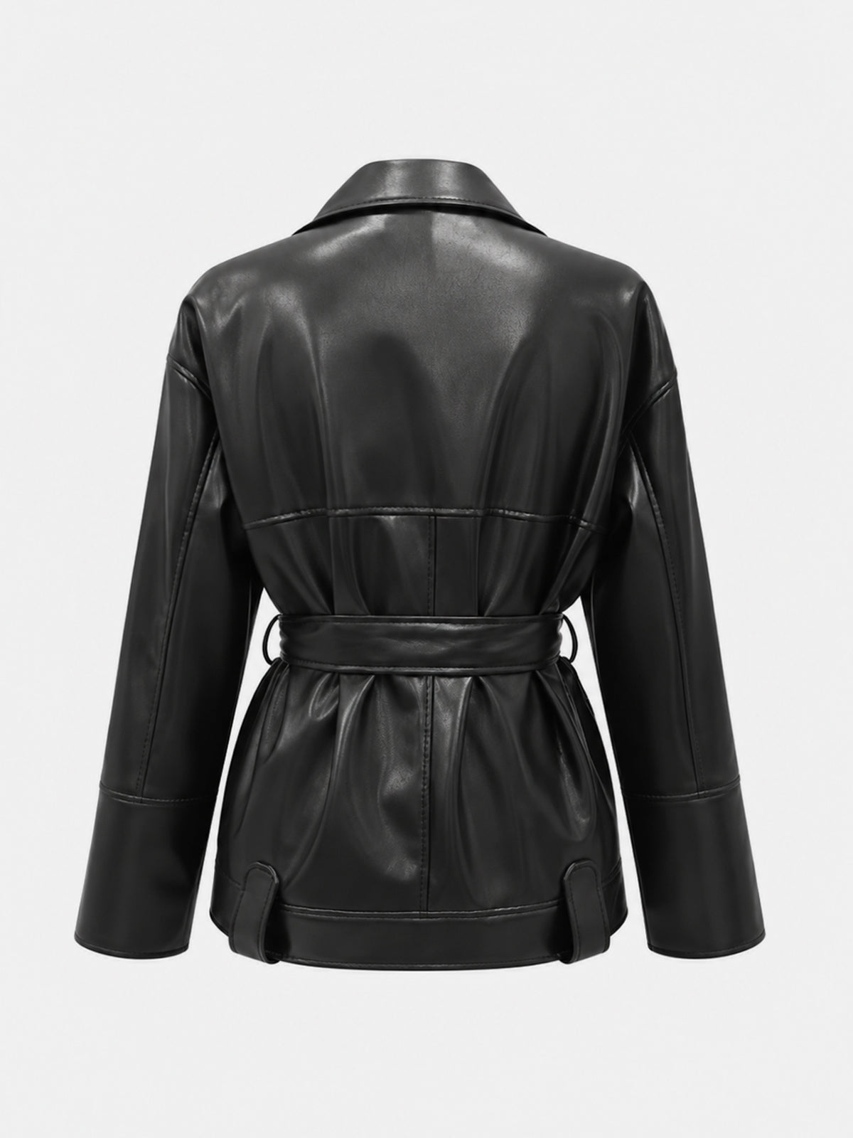 Belted Faux Leather Jacket