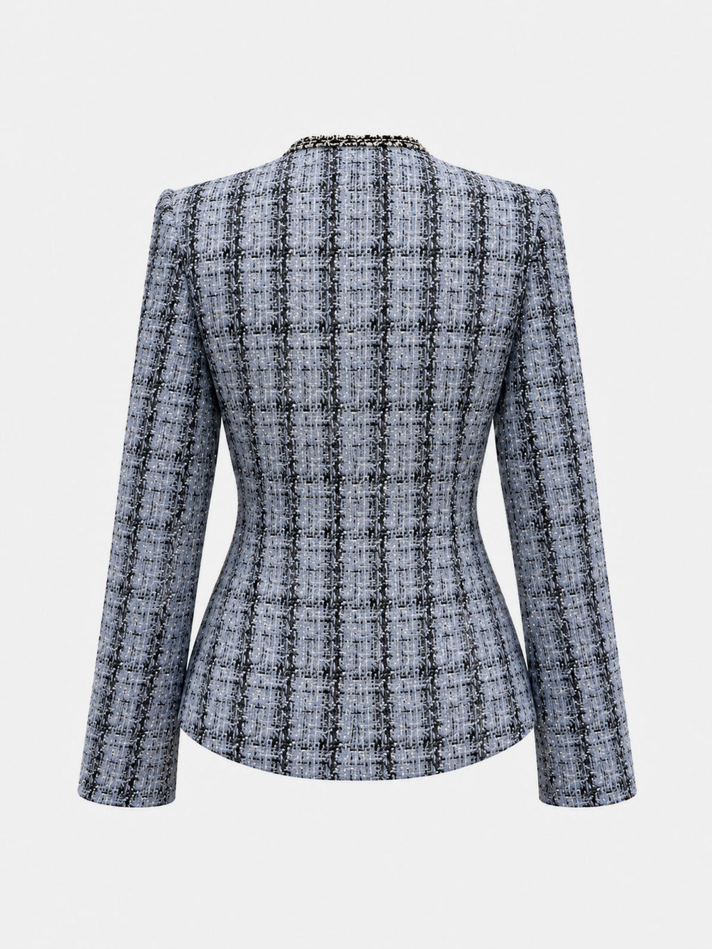 Tweed Faux Leather Waist Blazer