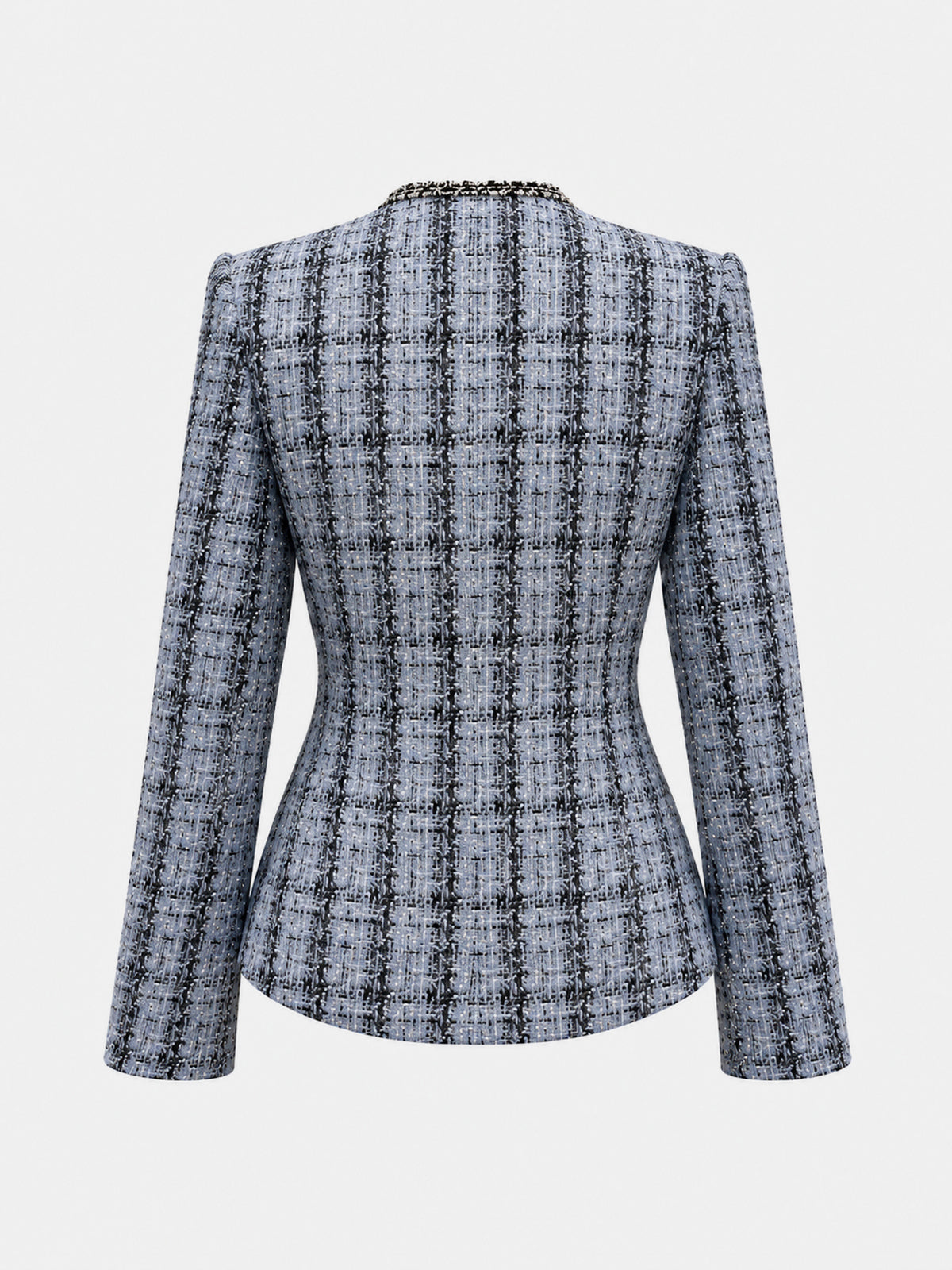 Tweed Faux Leather Waist Blazer