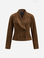 Faux Suede Double Breasted Blazer