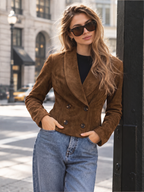 Faux Suede Double Breasted Blazer