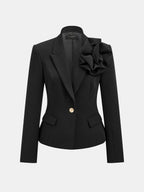 3D Flower Decor Slim Blazer