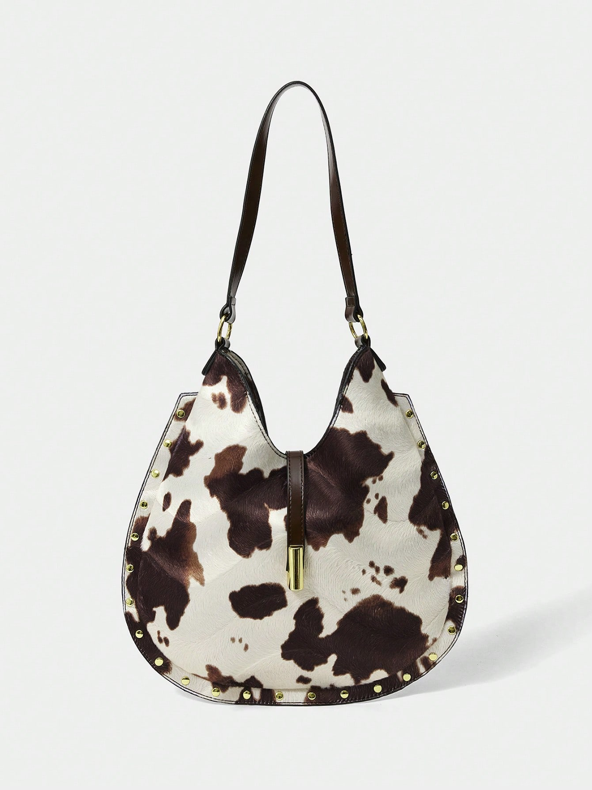 Studded Cow Pattern Shoulder Bag