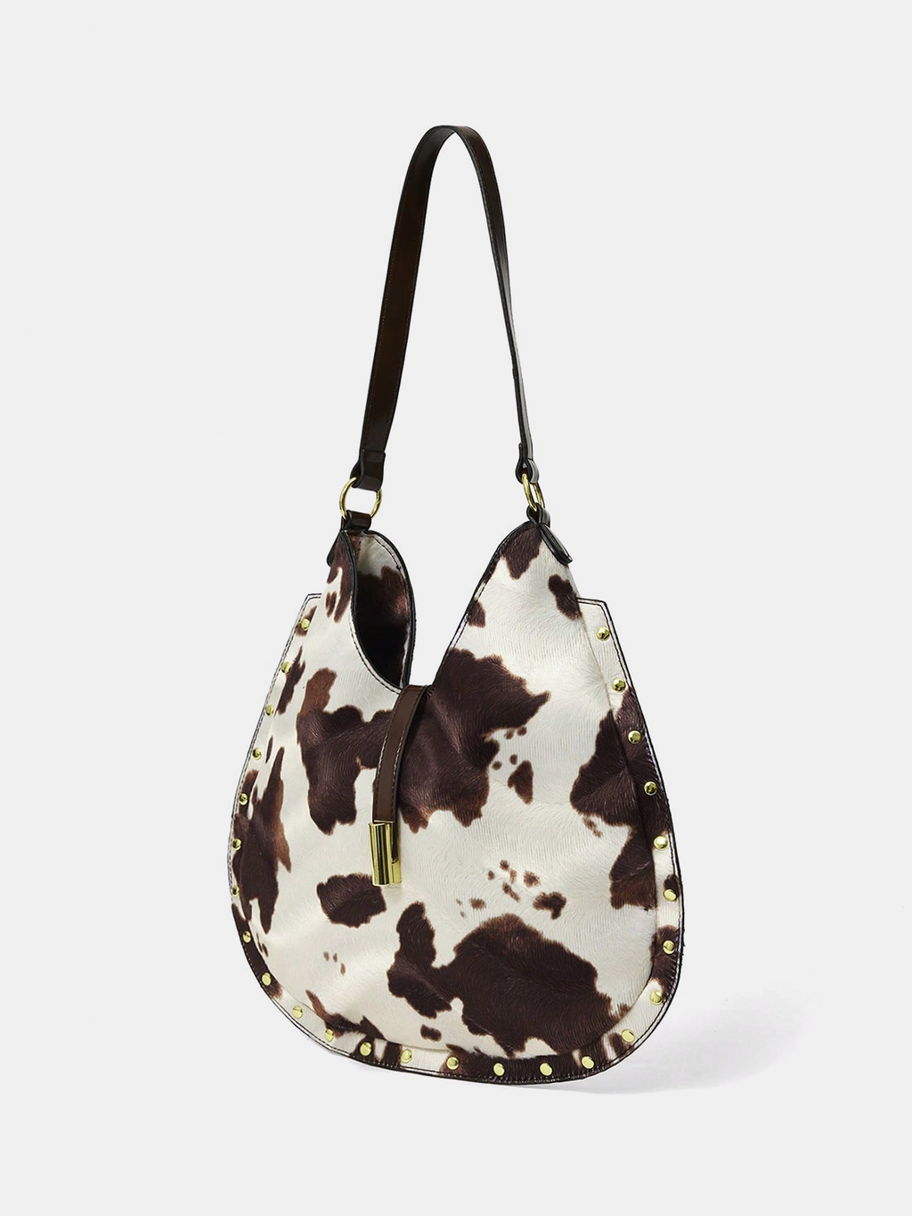 Studded Cow Pattern Shoulder Bag