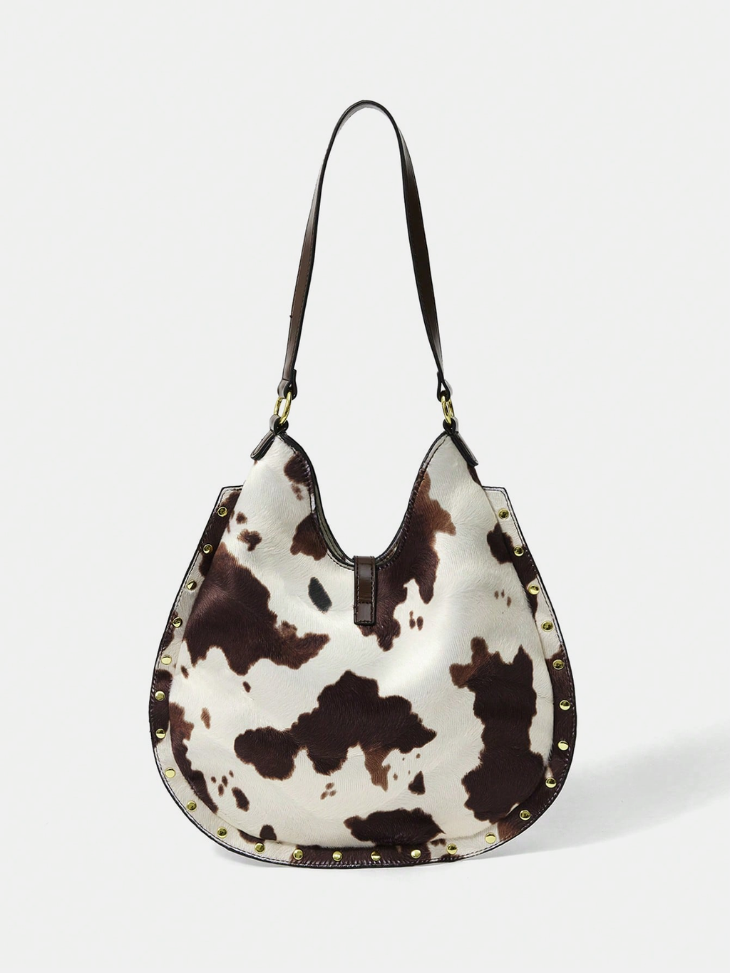 Studded Cow Pattern Shoulder Bag