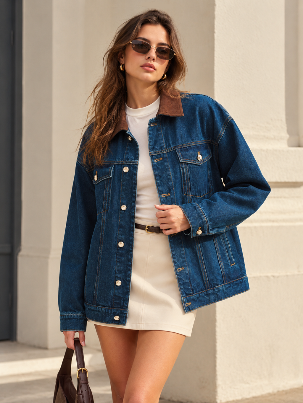 Corduroy Collar Denim Jacket