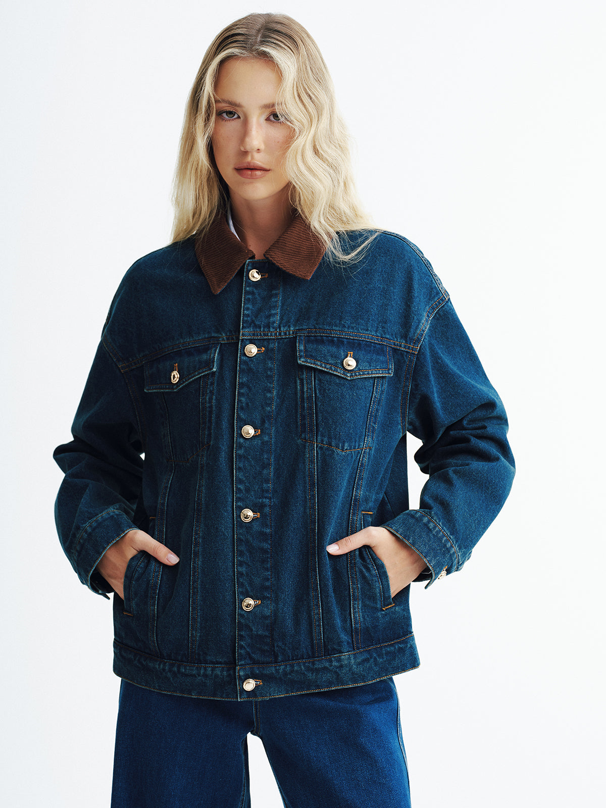 Corduroy Collar Denim Jacket