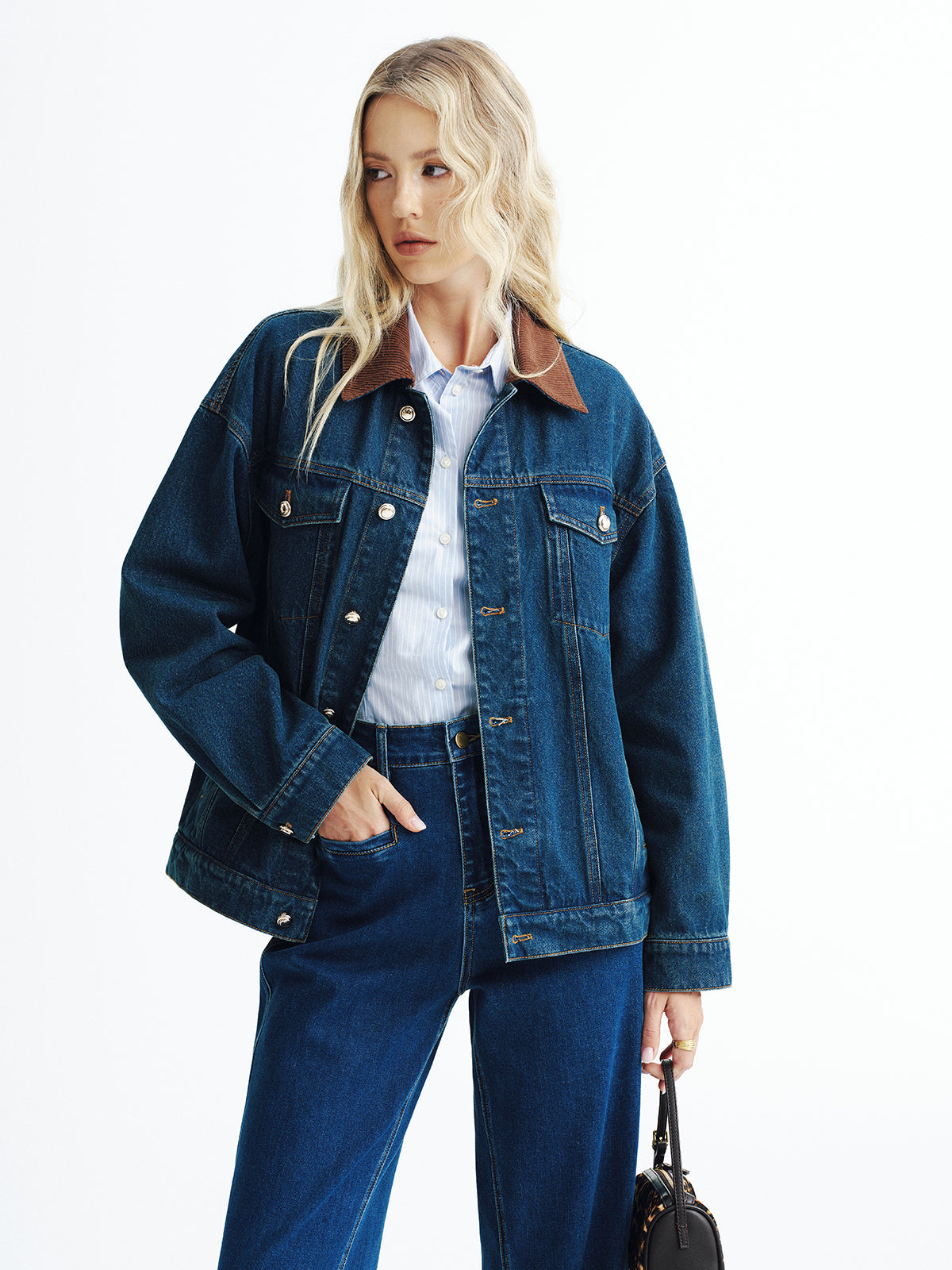 Corduroy Collar Denim Jacket