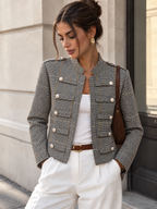 Napoleon Houndstooth Stand Collar Jacket